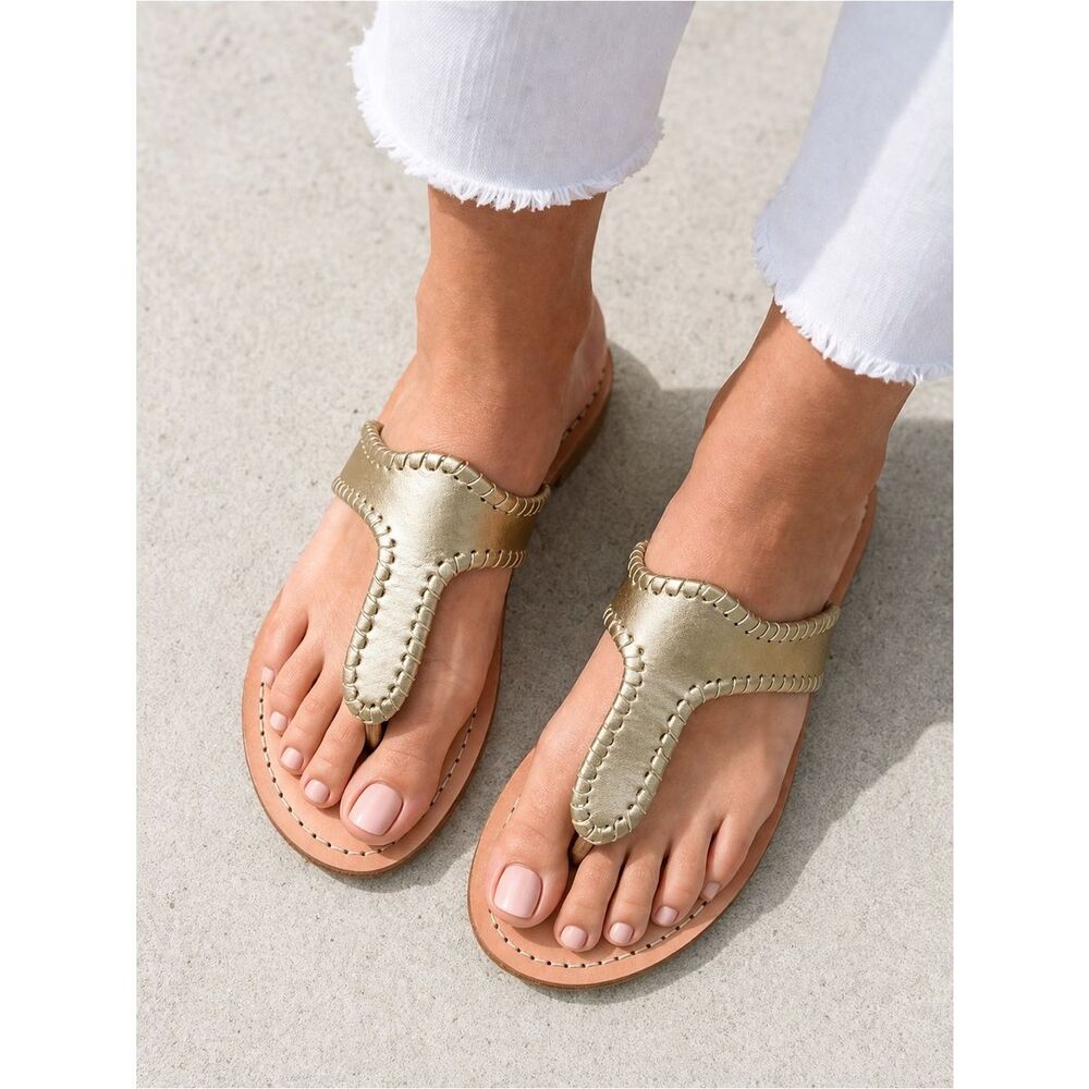 Jack Rogers Gold Leather Women's Sandals